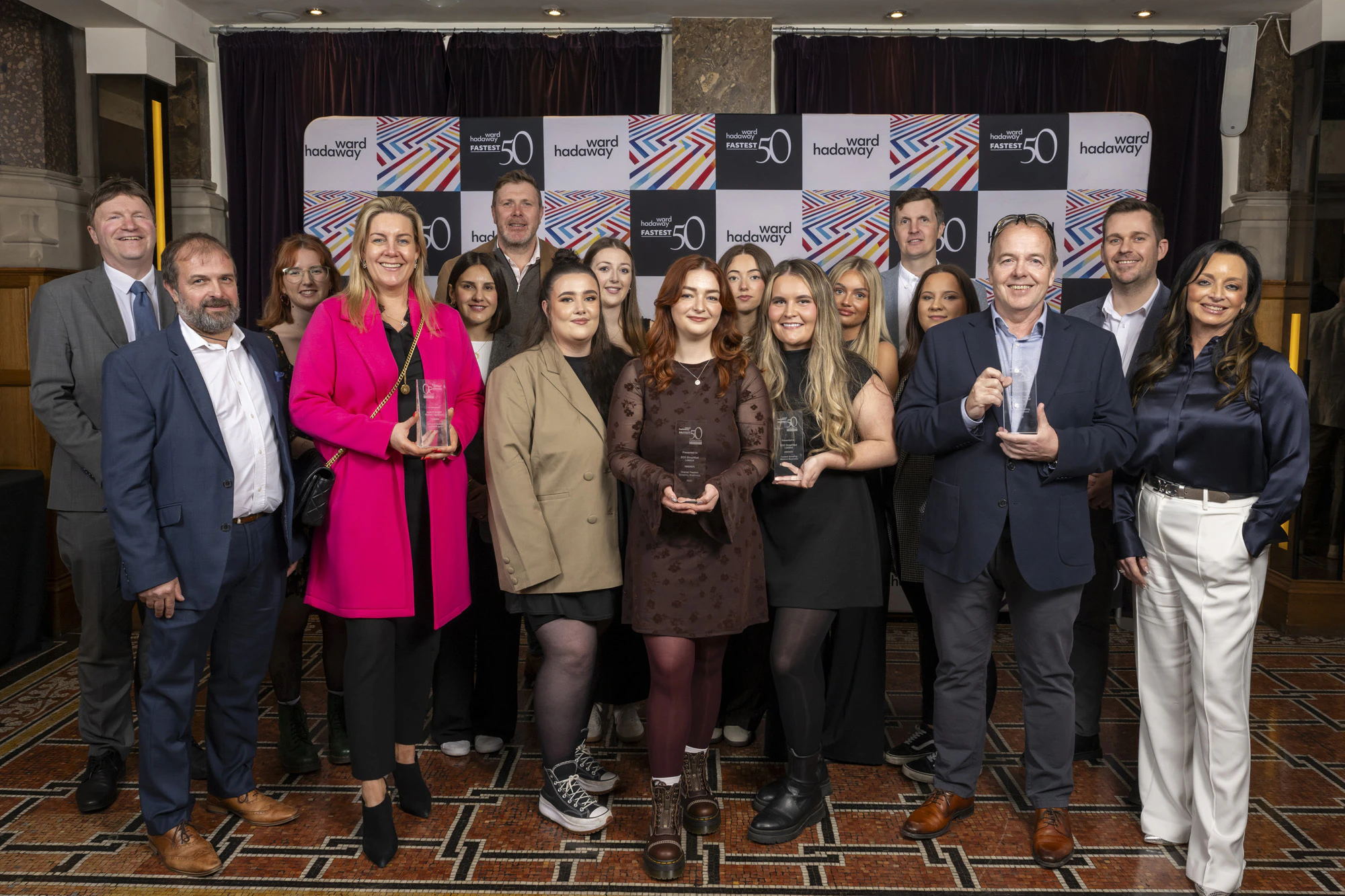 Wilson Power staff along with other winners of 50 Fastest Growigng Business in Yorkshire