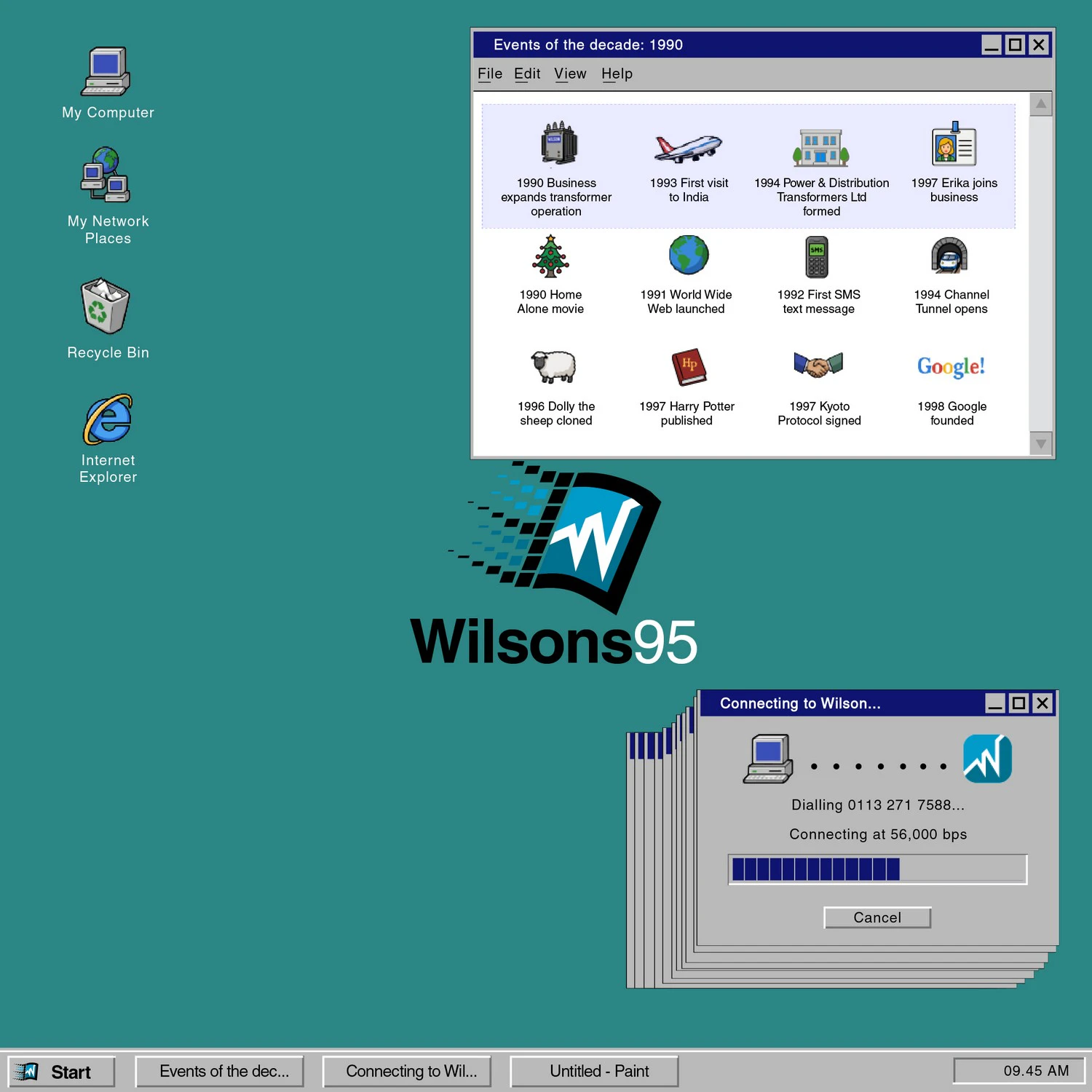 Computer desktop Wilson Power Solutions in 1990s