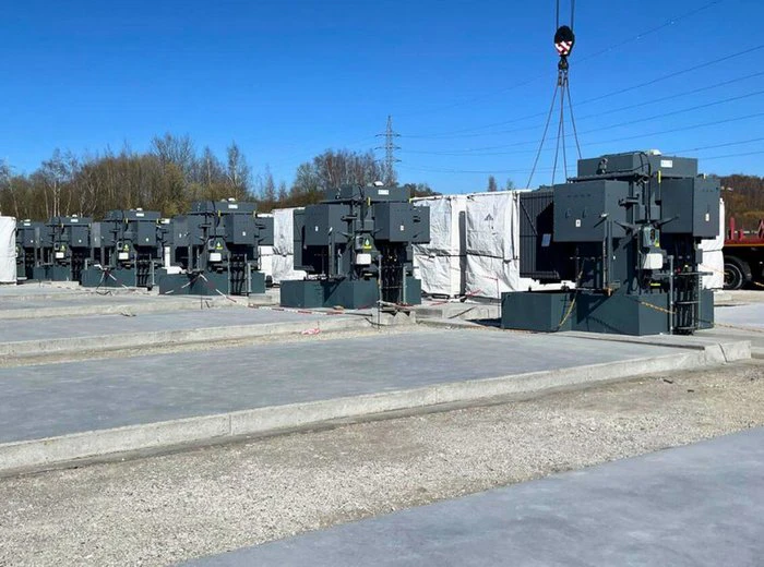 Wilson MV transformers with Tesla Megapacks at Harmignies BESS Belgium