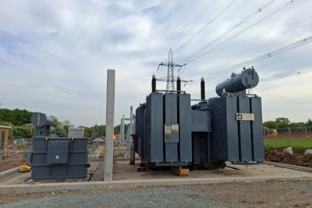60mva Wilson power transformer with auxiliary transformer at Sandon Brook solar farm