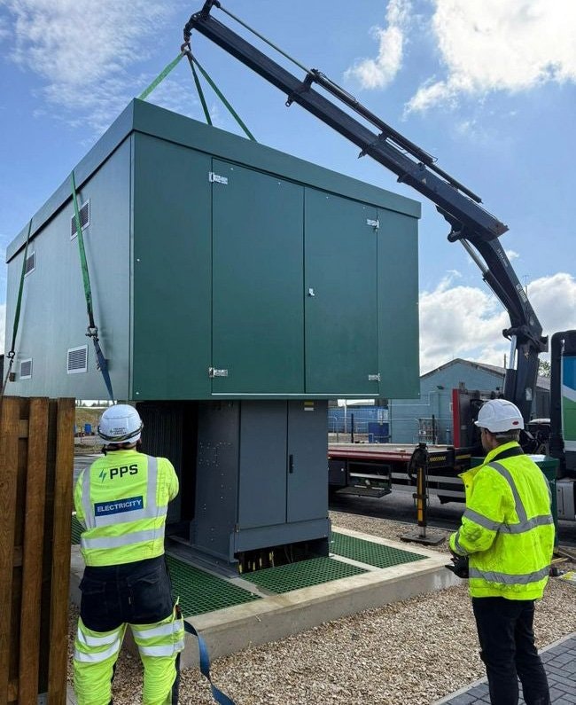 Wilson e4 amorphous distribution transformer at Westcott Venture Park
